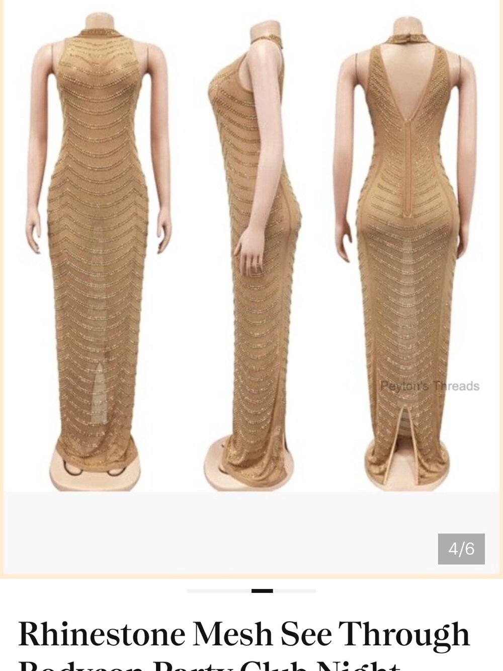 Gold Rhinestone Mesh Maxi Skirt - Picture 3 of 5